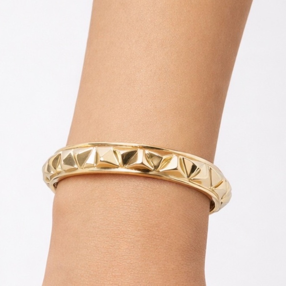 Sequin NYC Brand Stackable Raised Stud Thin Gold Bangle Bracelet NEW Layering
